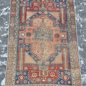 Rug 3 x 5, Turkish Rug, Vintage rug, Oushak Rug, Floor Rug, Antique Rug, Handmade rug, Naturel carpet, 3 x 5