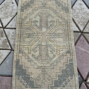 2x3 Bohemian Doormat, Beige Doormat, Doormat, Handmade Doormat, Small Turkish Rug, Oushak Rug, Turkish Doormat, Small Oushak Rug