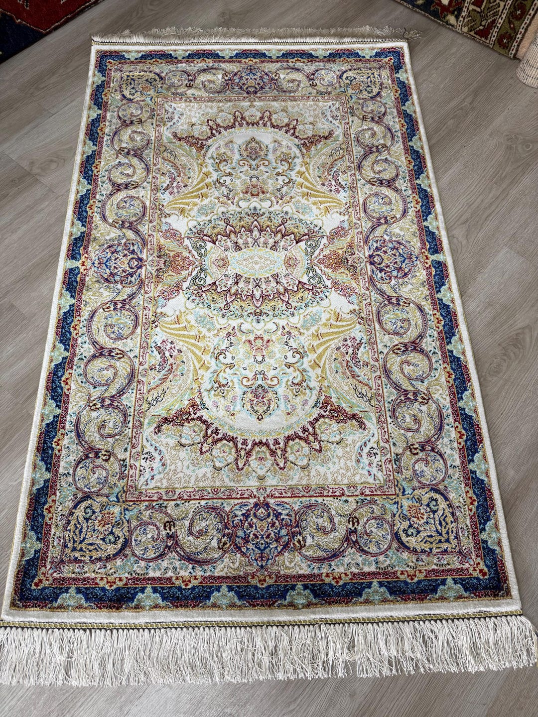 Silk Bamboo Oriental Floral Rug 3x4 Ft Multicolor Vintage Carpet Soft ...