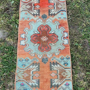 2x3 Rug, 2x3 Vintage Rug, Pastel Orange Rug, 2x3 Turkish Rug, 2x3 Oushak Rug, 2x3 Soft Mini Rug, Small Rug, Anatolian Rug, Door Mat Rug 2x3