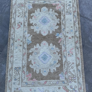 3 x 5 Rug, pastel rug, Brown oushak rug, anatolian rug, vintage rug, turkish rug, oushak rug, entryway rug, 2,11x4,7 ft rug, 3 x 5 wool rug