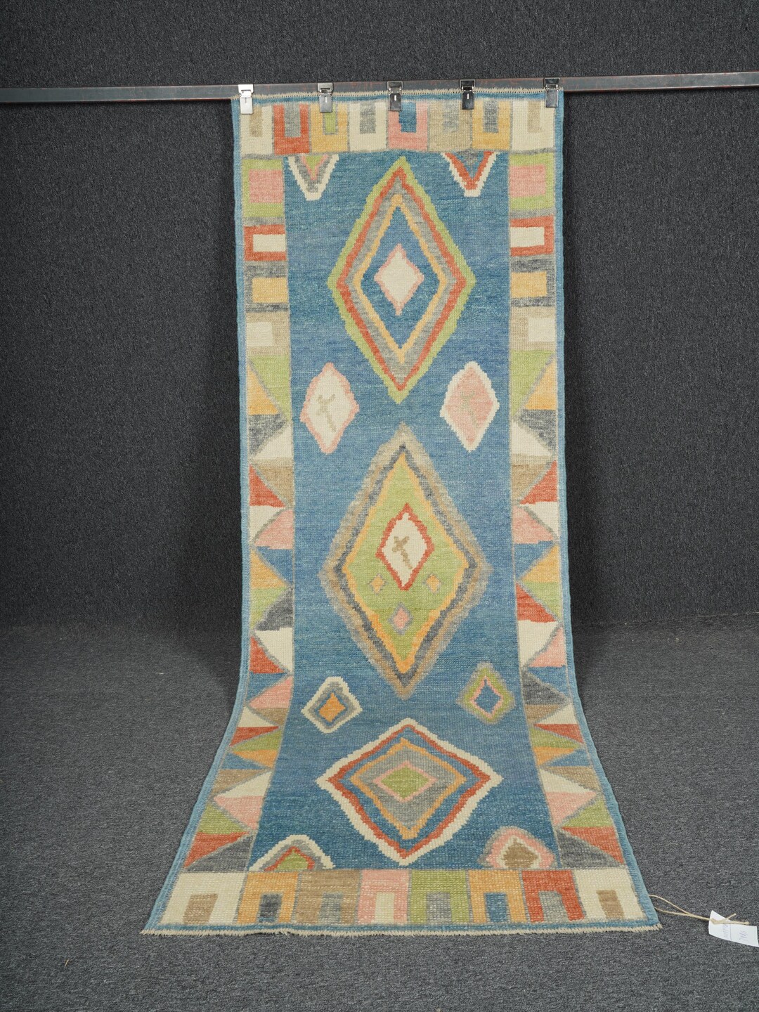 Vintage Turkish Runner Rug, 3x8 Pastel Blue Oushak, Handmade Wool - Etsy