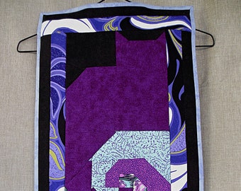 50 Shades of Purple Quilted Beaded Cat Wall Hanging