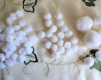 White Fabric PomPom Bundle