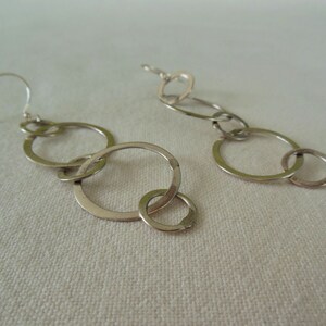 Sterling Silver Circle Drop Earrings Vintage image 2