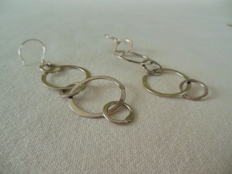 Sterling Silver Circle Drop Earrings Vintage image 2