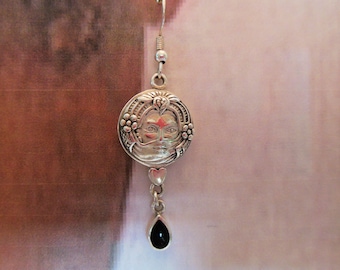 925 Silver Goddess Earrings with Onyx