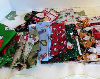 Cotton Christmas Fabric Remnants