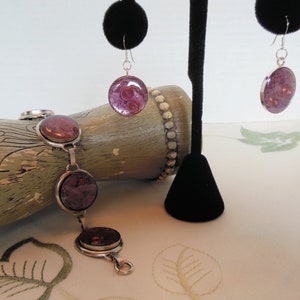 Acrylic Cabochon Bracelet and Earring Set - Handmade