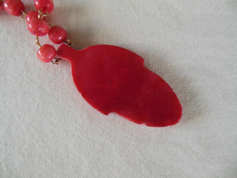 Vintage Carved Coral Pendant Necklace