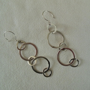 Sterling Silver Circle Drop Earrings Vintage image 1