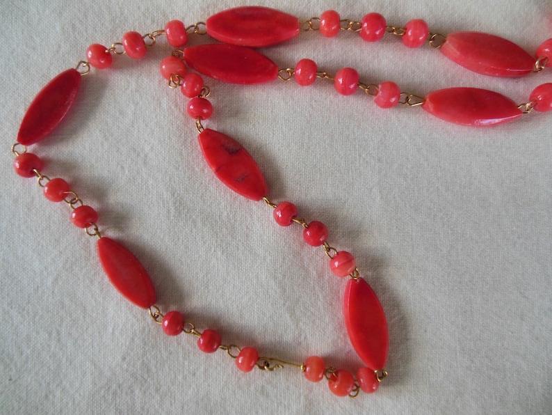 Vintage Carved Coral Pendant Necklace