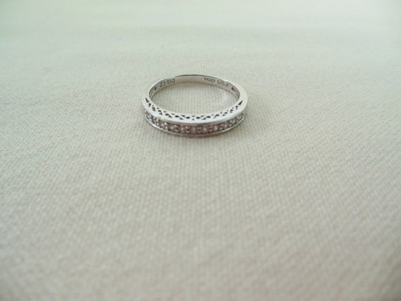 Vintage Sterling Silver CZ Band Ring - image 3