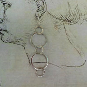 Sterling Silver Circle Drop Earrings Vintage image 3