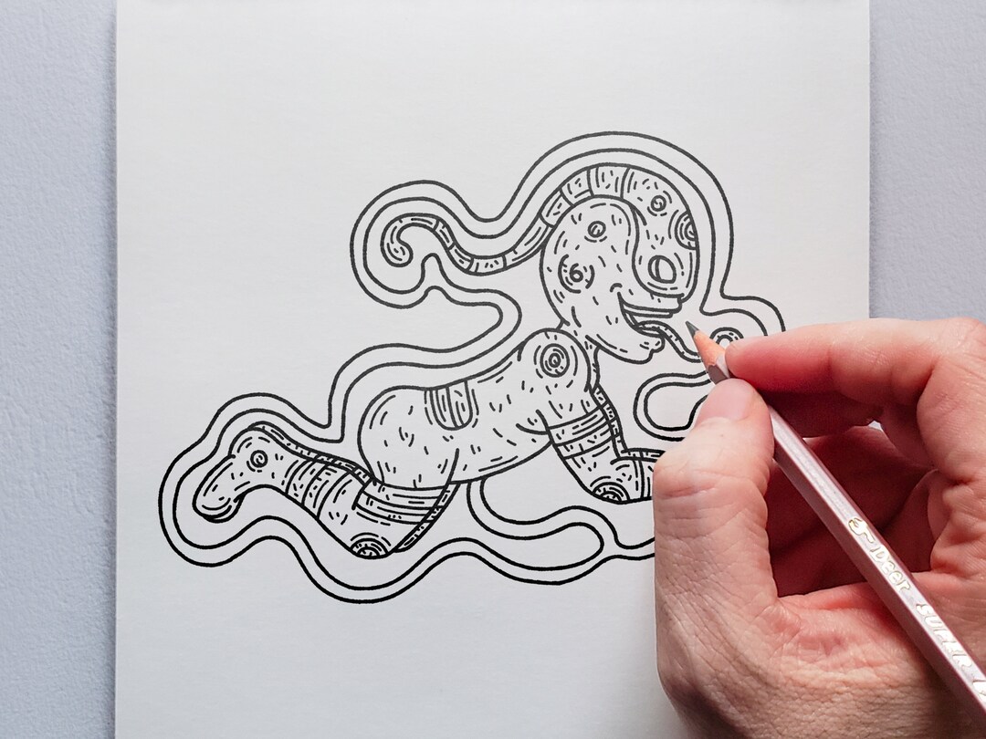 Genshi 44 Printable Coloring Page for Adults and Kids Creepy Cute ...