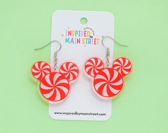 Boucle d'oreille Mickey menthe poivrée | Boucle d'oreille Mickey | Boucle d'oreille de Noël Mickey | Boucle d'oreille de Noël