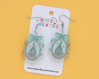 Boucle d'oreille château | Boucle d'oreille château bleu | Boucles d'oreilles Castle Coquette