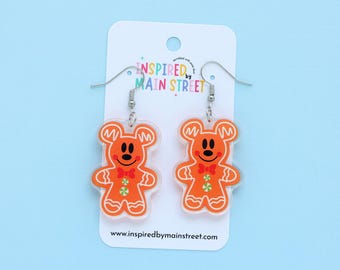 Boucle d'oreille Mickey en pain d'épice | Boucle d'oreille Mickey | Boucle d'oreille de Noël Mickey | Boucle d'oreille de Noël
