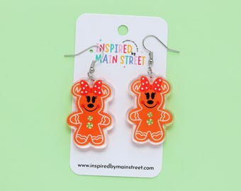 Boucle d'oreille Minnie en pain d'épice | Boucle d'oreille Minnie | Boucle d'oreille de Noël Minnie | Boucle d'oreille de Noël