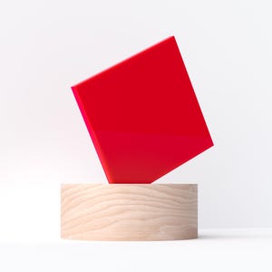 Red Glossy Acrylic Sheet 3mm CO2 Laser Ready Masked Matte and Glossy Acrylic Sheet Bright Colors Collection Plastic Supplies