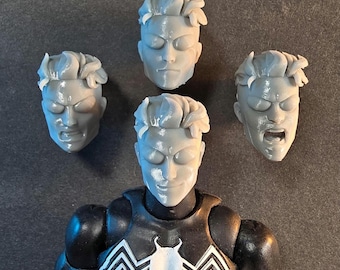 3D printed Mafex Invincible Heads set of 4 (Mafex Black suit spiderman compatible)