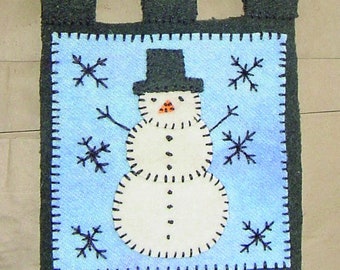 Penny Rug Pattern - Snowman In A Snow Storm - Winter, Christmas