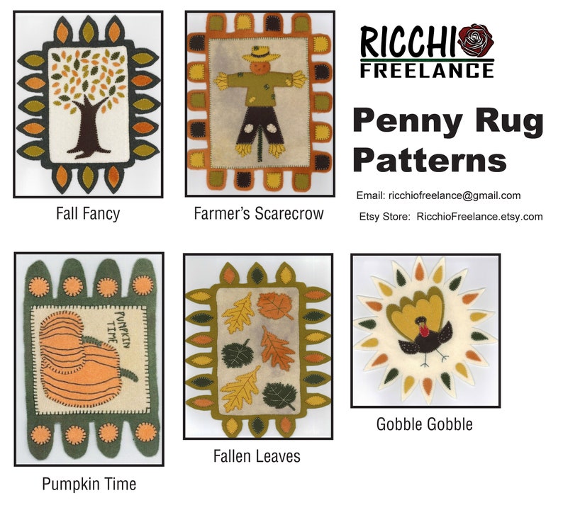 Penny Rug Pattern - Fallen Leaves - Fall, Thanksgiving - Etsy