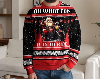Sweat à Capuche Humour Motard Père Noël Crew - Cadeau Drôle Pour Fan De Moto - Idée Pyjama Ou Tenue Décontractée Noël