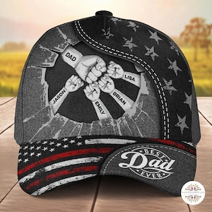 Gorra de papá personalizada con puños apretados: gorra negra con nombre personalizado