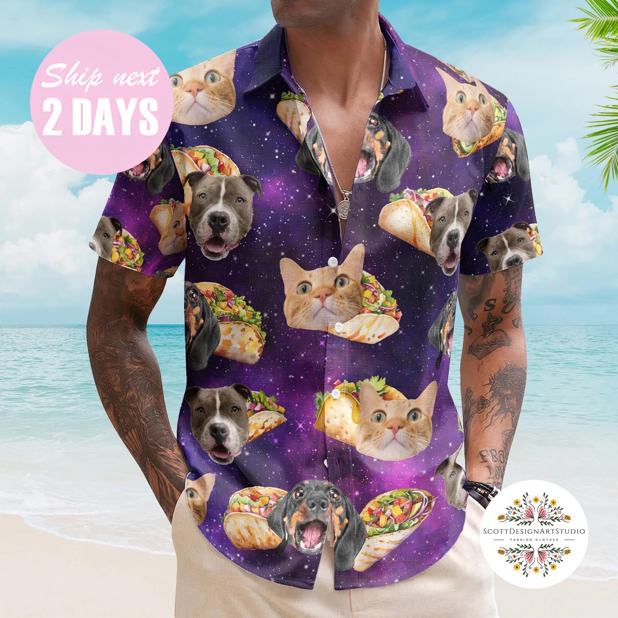 T-shirt Bay Island Burrito Cat - Taille M - Noir - Thème Chat Sympa