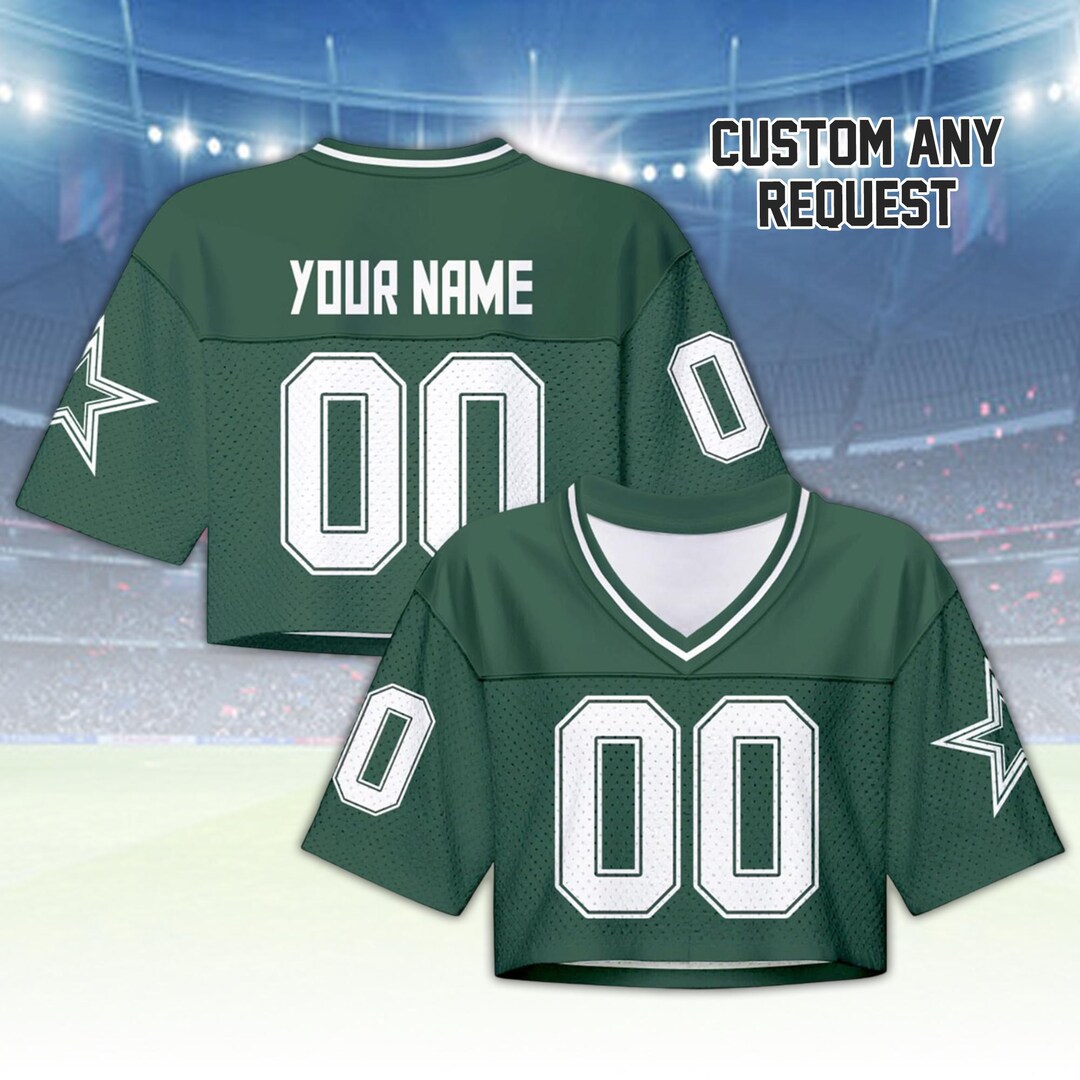 Custom Football Jersey Shirt Women, Y2K Crop Top Personalized Name ...
