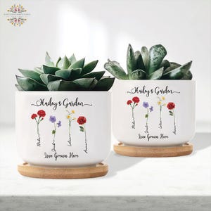 Personalized Birth Month Flower Plant Pot, Gift for Planter Lovers, Outdoor Flower Pot, Birth Flower Mom Gifts, Mother's Day Gift
