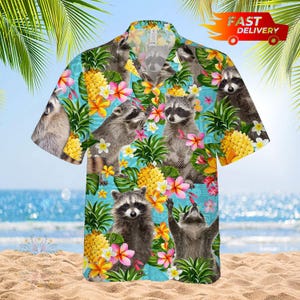 Funny Raccoon Hawaiian Shirt: Tropical Pineapple Aloha Shirt