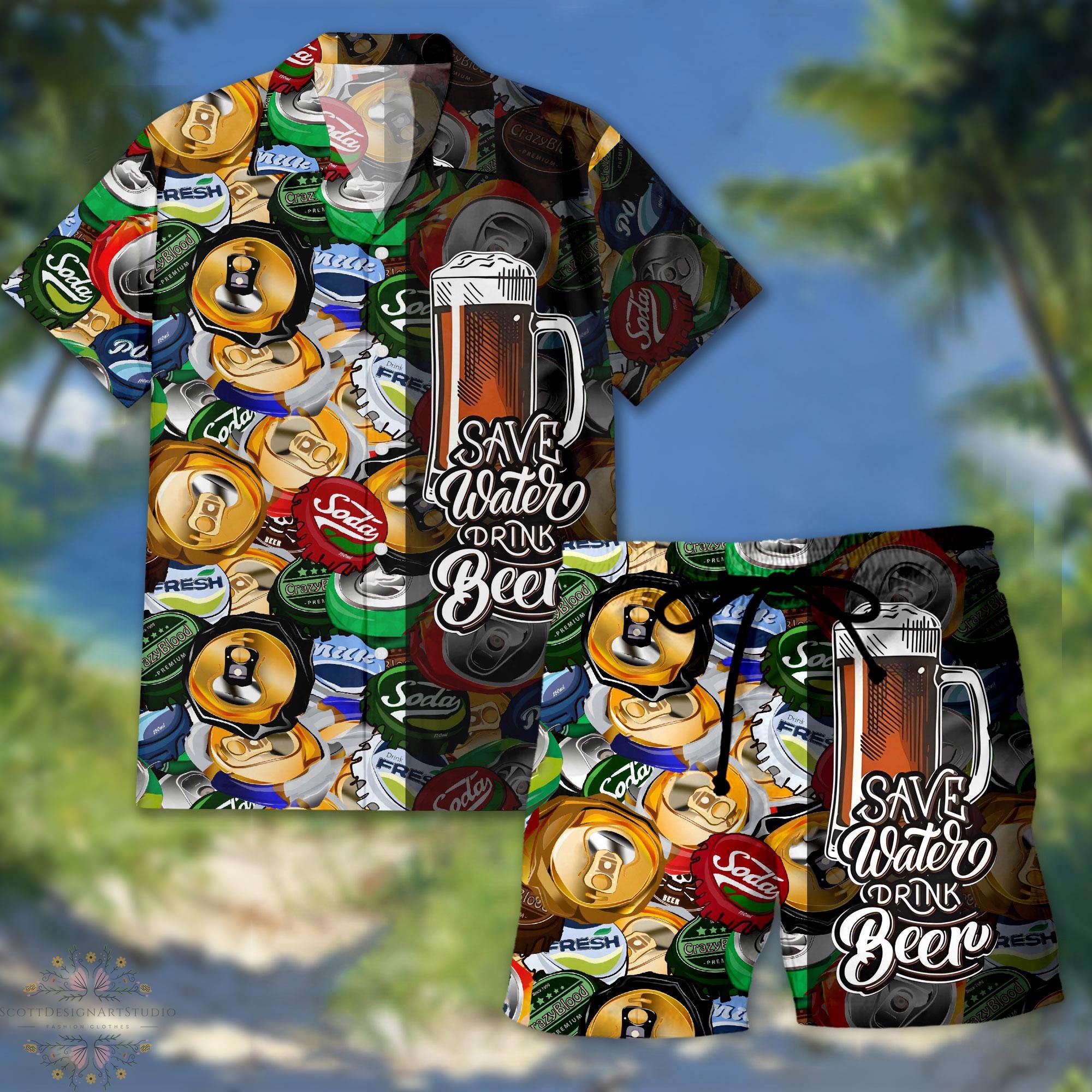 Discover Beer Save Water Drink Beer Hawaiian Shirt - Aloha Amazing Beer Button Down Mens Hawaiian Shirts