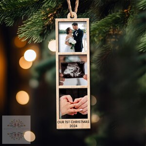 Photo Ornament,Christmas Ornament Photo Frame,Personalized Photo Strip Ornament,First Married Ornament,Custom Photo Ornament,Xmas Keepsake