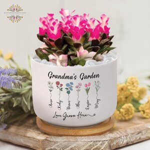 Custom Grandma's Garden Plant Pot, Indoor Planter, Grandmas Garden, Mother's day gift, Birth Month Flower plant Pot