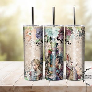 20 oz. tumbler wrap, We're All Mad Here, Classic Alice, Sublimation, Digital Download file, Digital Paper, background, waterslide