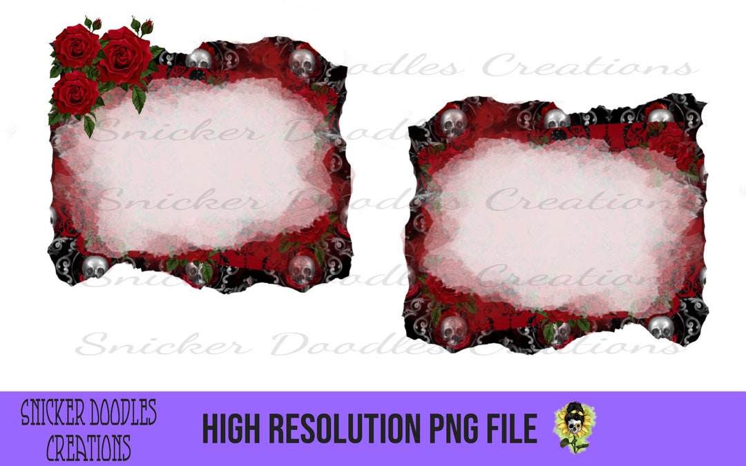 Gothic, Skull, Roses Background PNG, Distressed Background, Sublimation
