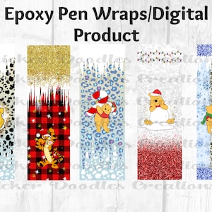 Kerstmis, Winnie, Cartoon, karakter epoxy pen wrap, digitale bestanden, png, afbeelding waterglijbaan, knutselbenodigdheden, joy-pen, clipart, sticker