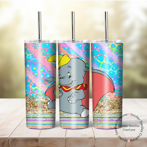 20 oz. tumbler wrap, Dumbo, Elephant, Character, Sublimation, Digital Download file PNG, digital paper, background, waterslide