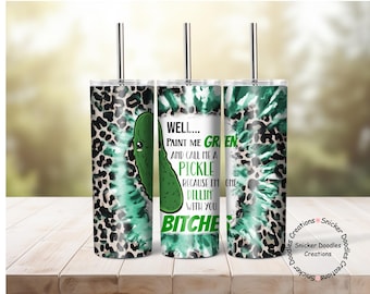 ピクルス タンブラーラップ：面白いグリーンデザイン、20オンス（デジタルダウンロード）