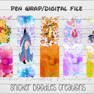 Winnie, Cartoon, Character, epoxy Pen, pen Wrap, Digital Download files, PNG, waterslide image, clipart, sticker, joy pen, graphic image