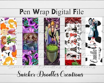 Villian and Character, Epoxy Pen Wrap, Digital Download File, PNG, clipart, sticker, waterslide image