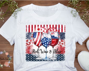 4th July, Independence Day, Red, Wine and Blue, Glasses, Sublimation, DTF, Digital File PNG, clipart, waterslide image, tumbler graphic