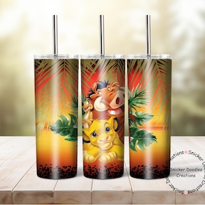 Simba Character, 20 oz. Tumbler wrap, Sublimation, waterslide image, Digital Download file PNG, background, digital paper