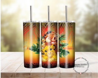 Simba Character, 20 oz. Tumbler wrap, Sublimation, waterslide image, Digital Download file PNG, background, digital paper