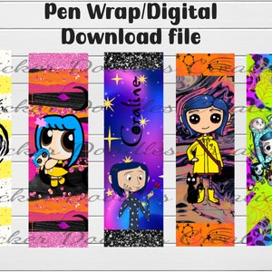 Spooky, Button Girl, karakter epoxy penomslag, digitale downloadbestanden, png, glijbaan, knutselbenodigdheden, joy-pen