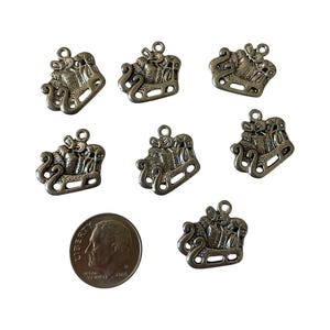 Christmas Charms Santa Sleigh Silver Metal Holiday Craft Charms Earring Supplies