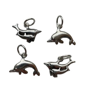 Dolphin Silver Metal Craft Charm Set of Four Jewelry Making Earrings