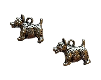 Scottie Corgi Type Dog Silver Metal Craft Charms